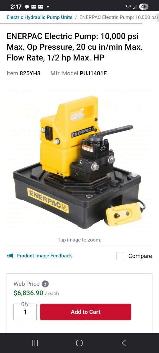 enerpac hydraulic electric pump