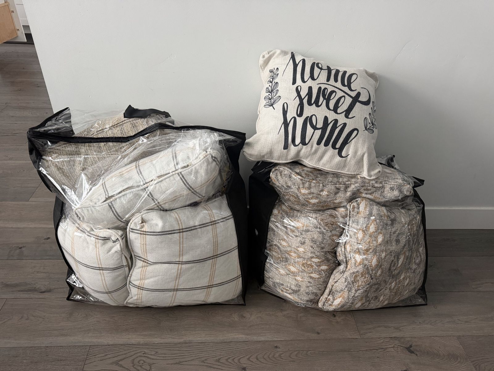 Decorative Pillow Lot - Neutral Tones, Farmhouse Decor Accent Cushions, Set of 10