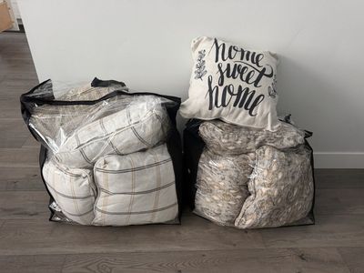 Decorative Pillow Lot - Neutral Tones, Farmhouse Decor Accent Cushions, Set of 10