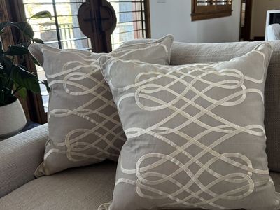 Elegant Embroidered Throw Pillows (Set of 2) – Neutral Linen Style