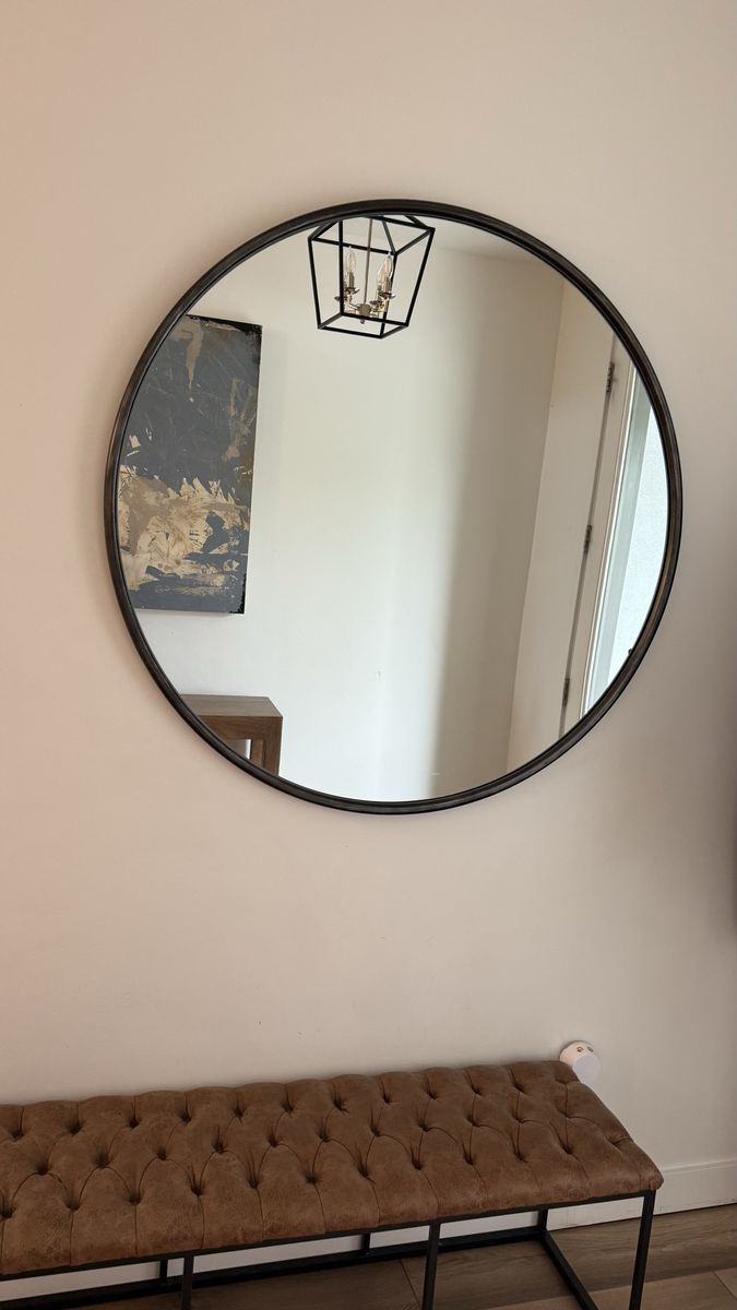 47” modern large black metal frame mirror