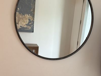 47” modern large black metal frame mirror