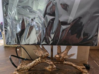 Decorative Bird Branch Table Lamp with Black Rectangular Shade