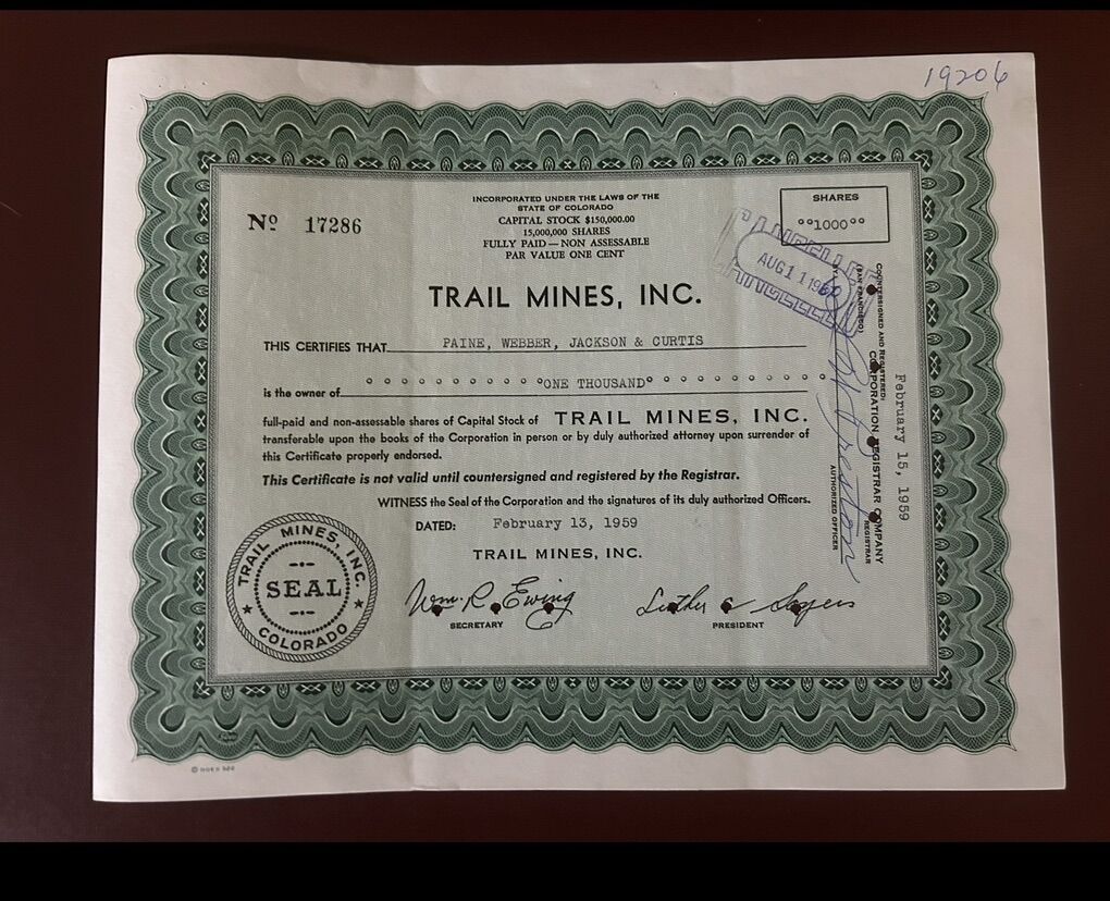 Vintage Stock Certs