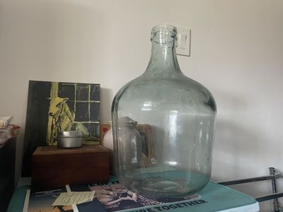 Large Vintage Clear/ Aqua Glass Carboy Bottle Demijohn Jug