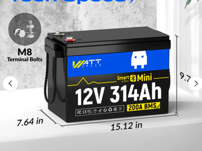 WattCycle 12V 314Ah Mini Bluetooth Lithium Deep Cycle Battery