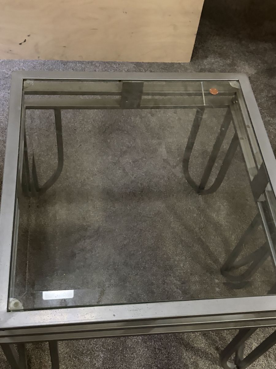 Glass Top Coffee Table and Matching End Table Set with Metal Frame