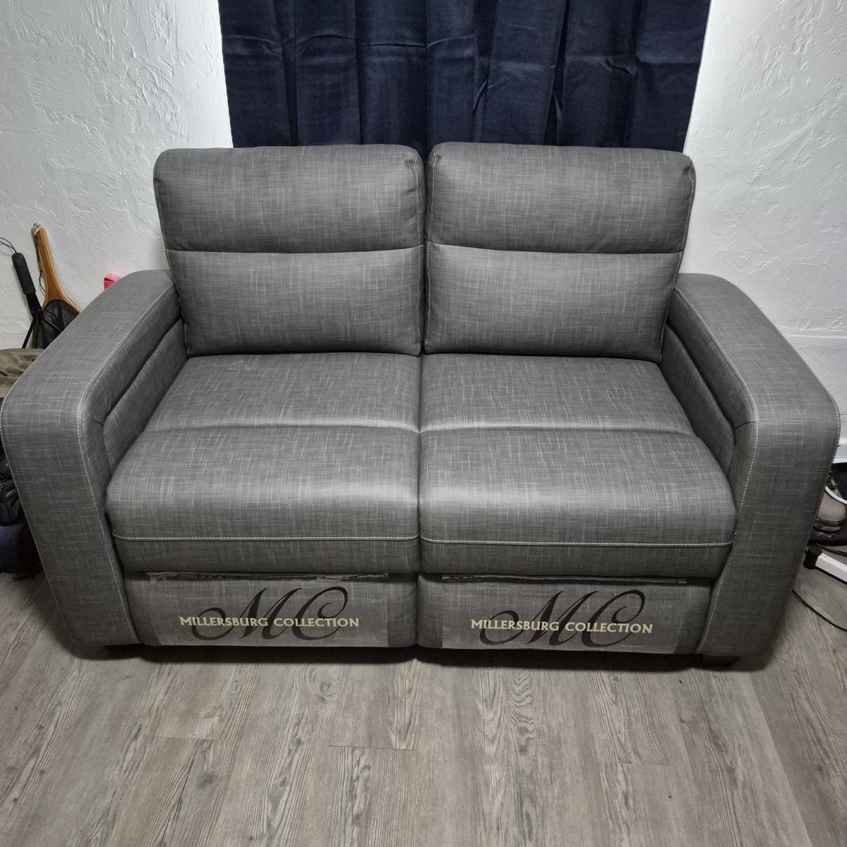 Millersburg Collection Gray Pull-Out Sofa Bed Couch Futon, Compact 69" Wide, Excellent Condition