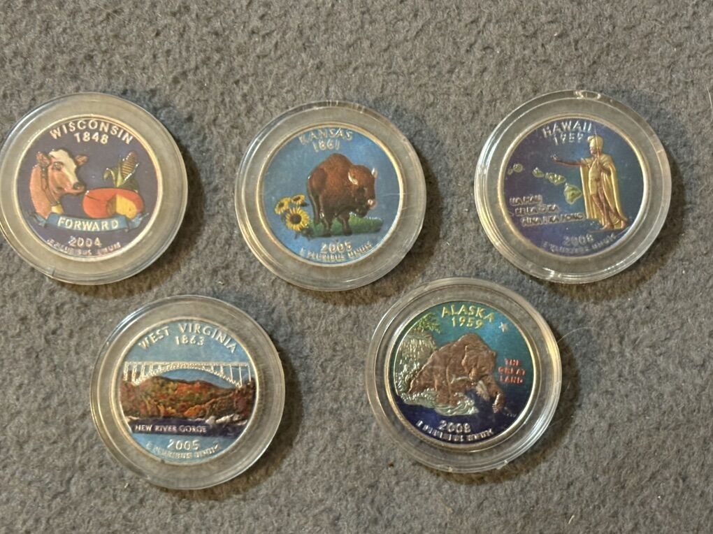 5 State Quarters in Color