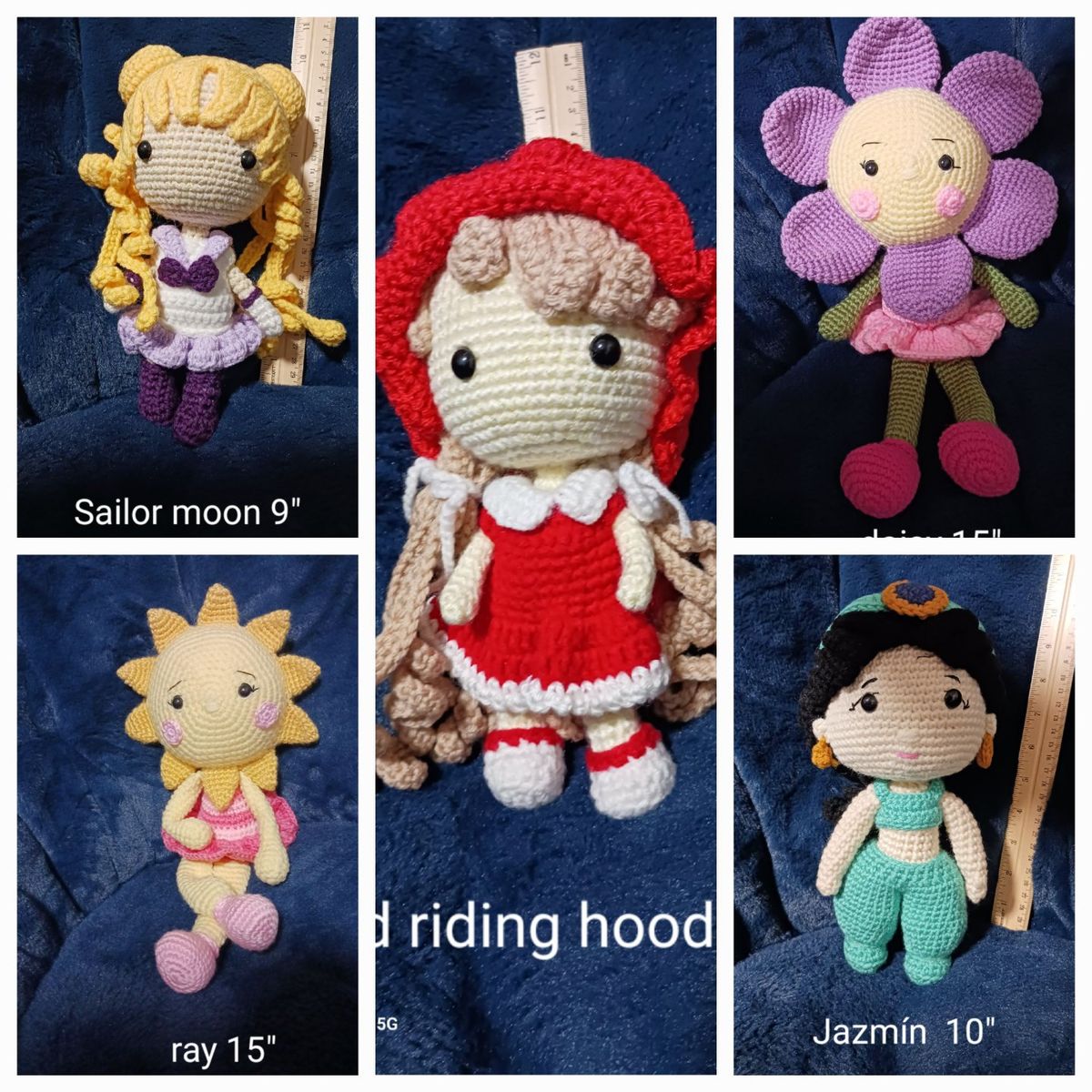 Hand made crochet amigurumi dolls.