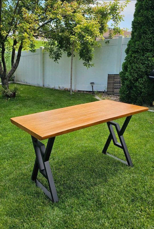 New Industrial Loft Desk – Solid Wood Top & Metal Legs #385