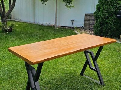 New Industrial Loft Desk – Solid Wood Top & Metal Legs #385