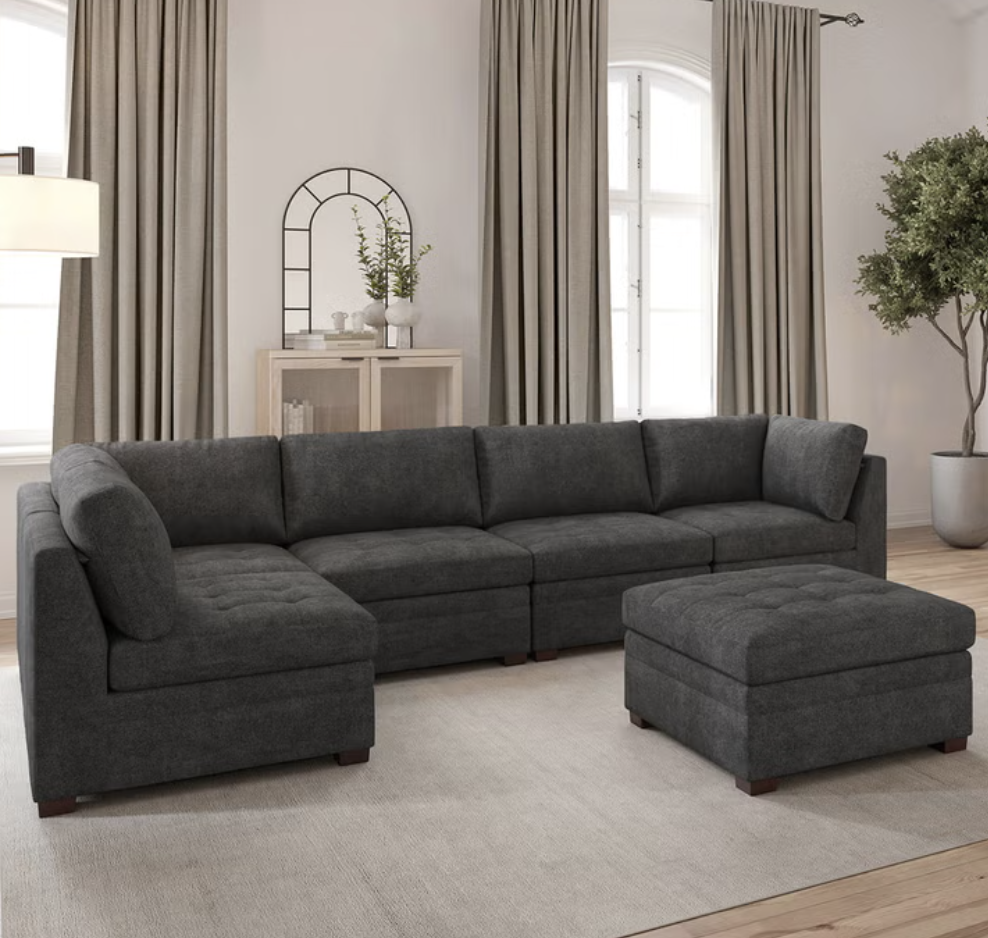 BACK TO SCHOOL SAVINGS – THOMASVILLE TISDALE DARK GRAY 6-PIECE MODULAR SECTIONAL