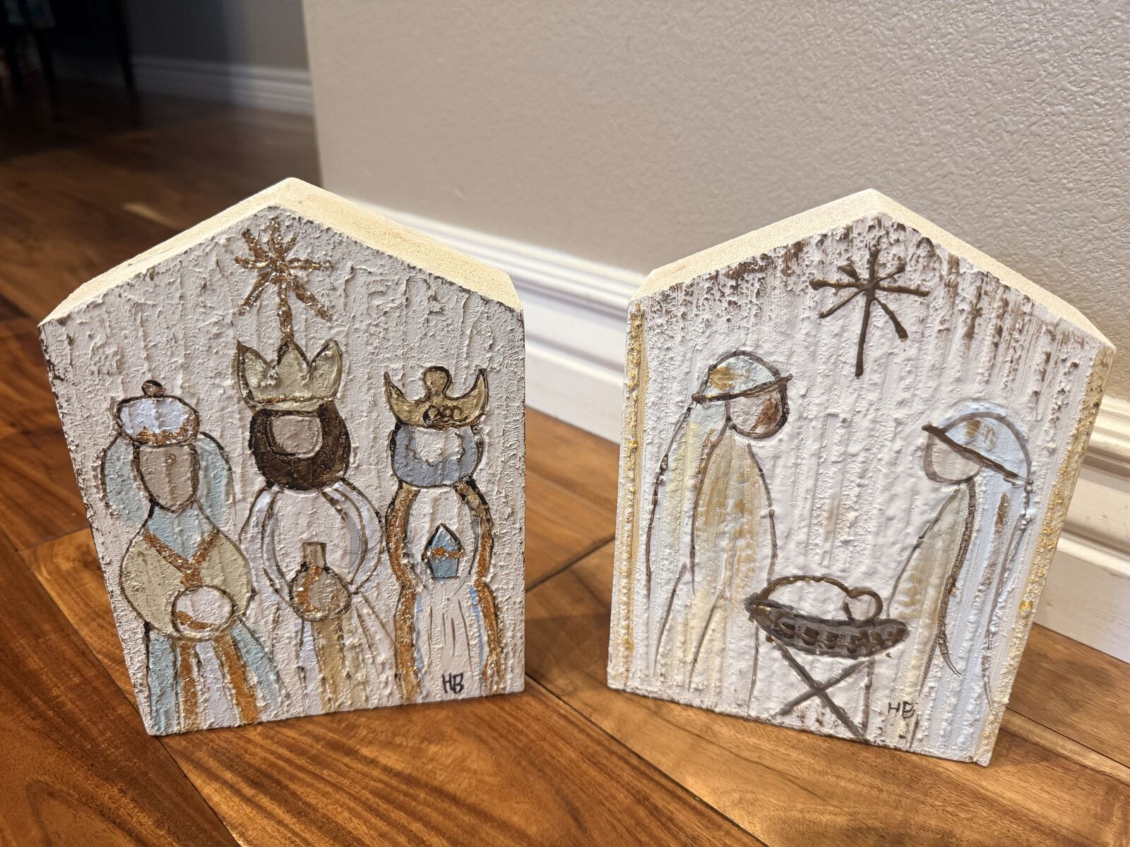 New Wood Two Piece Nativity set