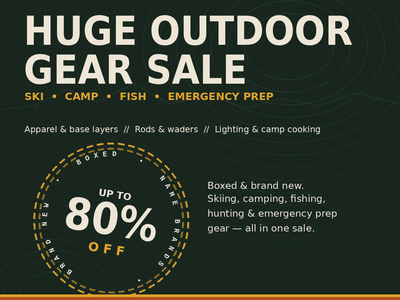 Huge ski, outdoor gear, and emergency preparedness sale!