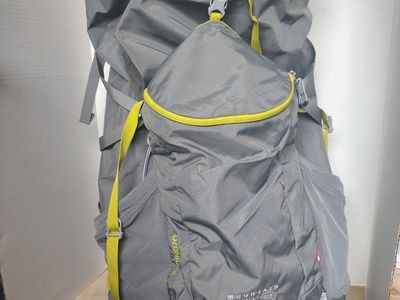 Mountain Hardwear Ozonic 65 Waterproof Backpack - Gray/Yellow, Adjustable Fit, Hiking/Camping