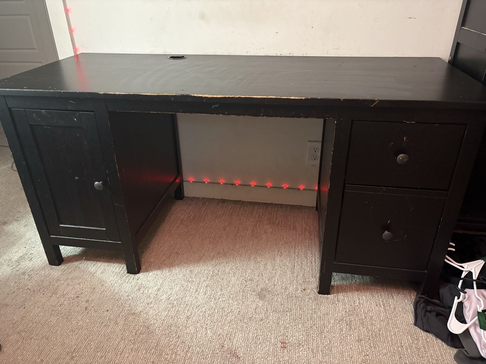 IKEA Solid Pine Hemnes Desk in Dark Brown/Black
