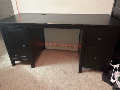 IKEA Solid Pine Hemnes Desk in Dark Brown/Black