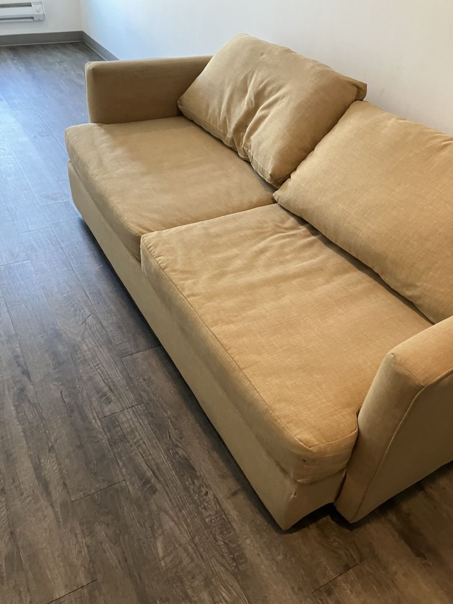 Beige Fabric Sofa with Removable Seat and Back Cushions