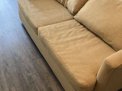 Beige Fabric Sofa with Removable Seat and Back Cushions