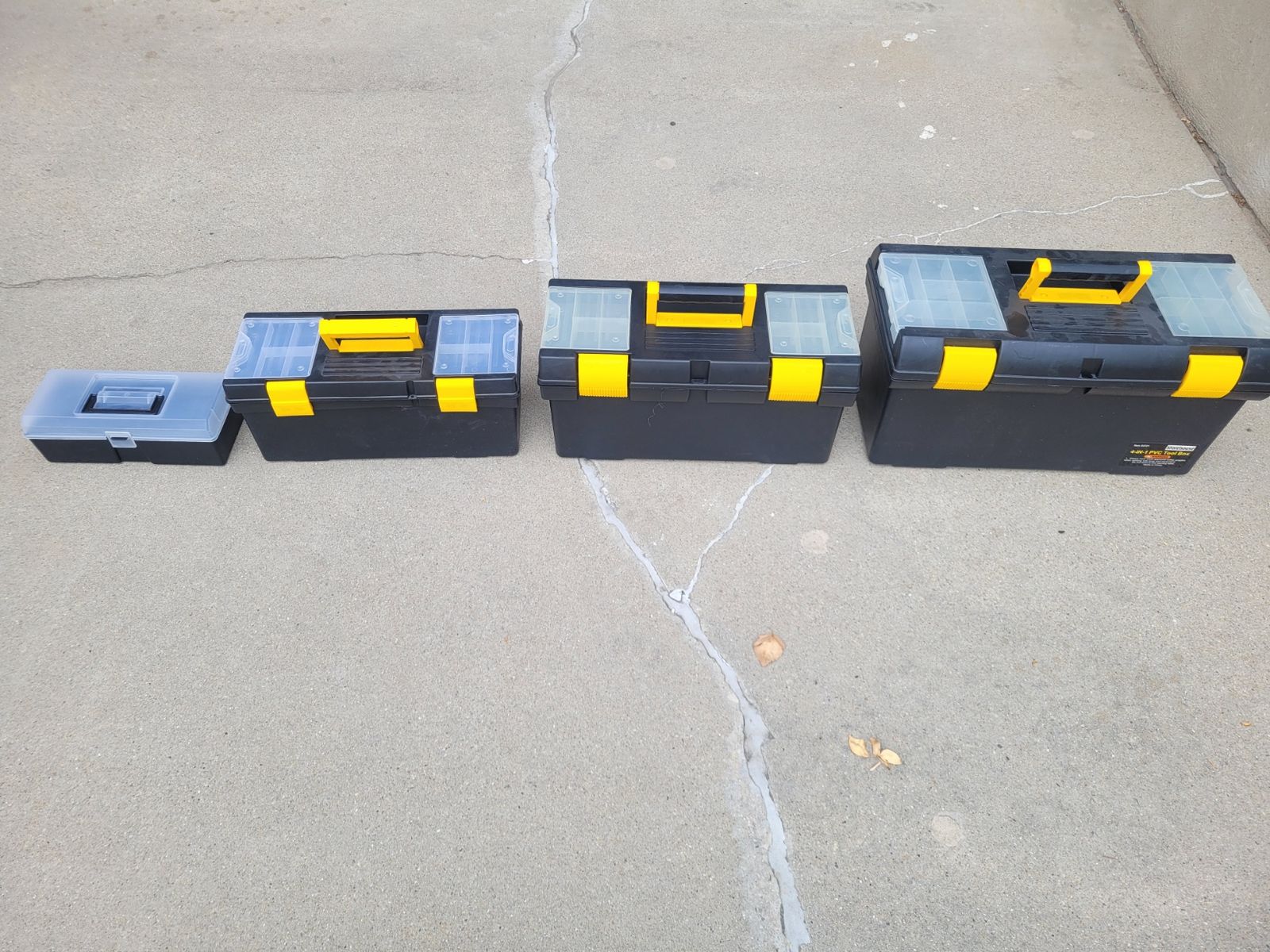 Tool boxes, 4-in-1 PVC with clear parts boxes and trays