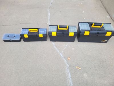 Tool boxes, 4-in-1 PVC with clear parts boxes and trays