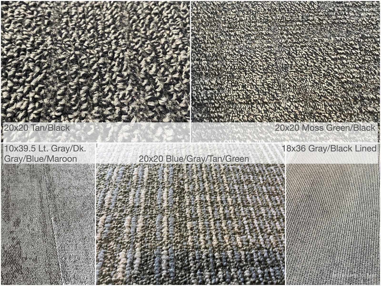HUGE DISCOUNTS! Commercial Carpet - 10x39, 18x36 or 20x20 - Reclaimed - 3/8" Thick - Various Patterns, Colors - Good Condition