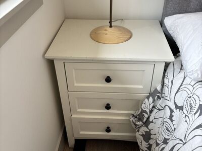 Nightstand, Off-White Solid Wood