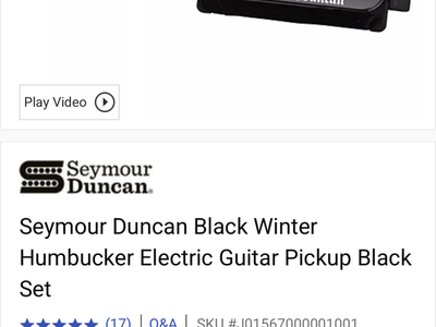 Seymour Duncan Black Winter Humbucker Electric Guitar Pickup Black Set