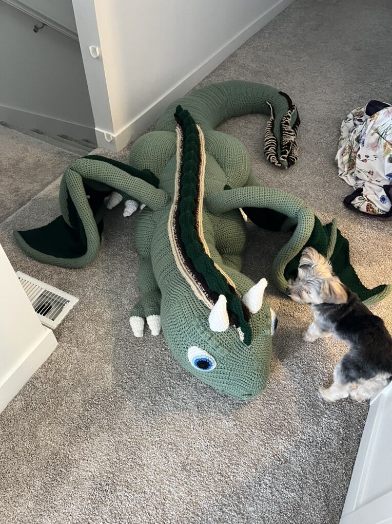 Hand Crocheted, Almost Life-Size Dragon