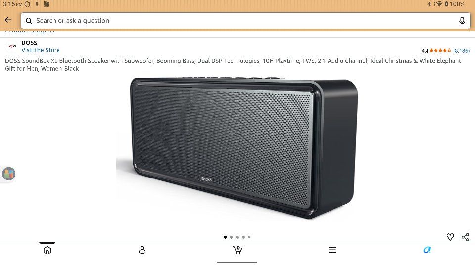 DOSS SoundBox XL Bluetooth Speaker - Subwoofer, DSP, TWS, 10H Playtime, 2.1 Channel - Black