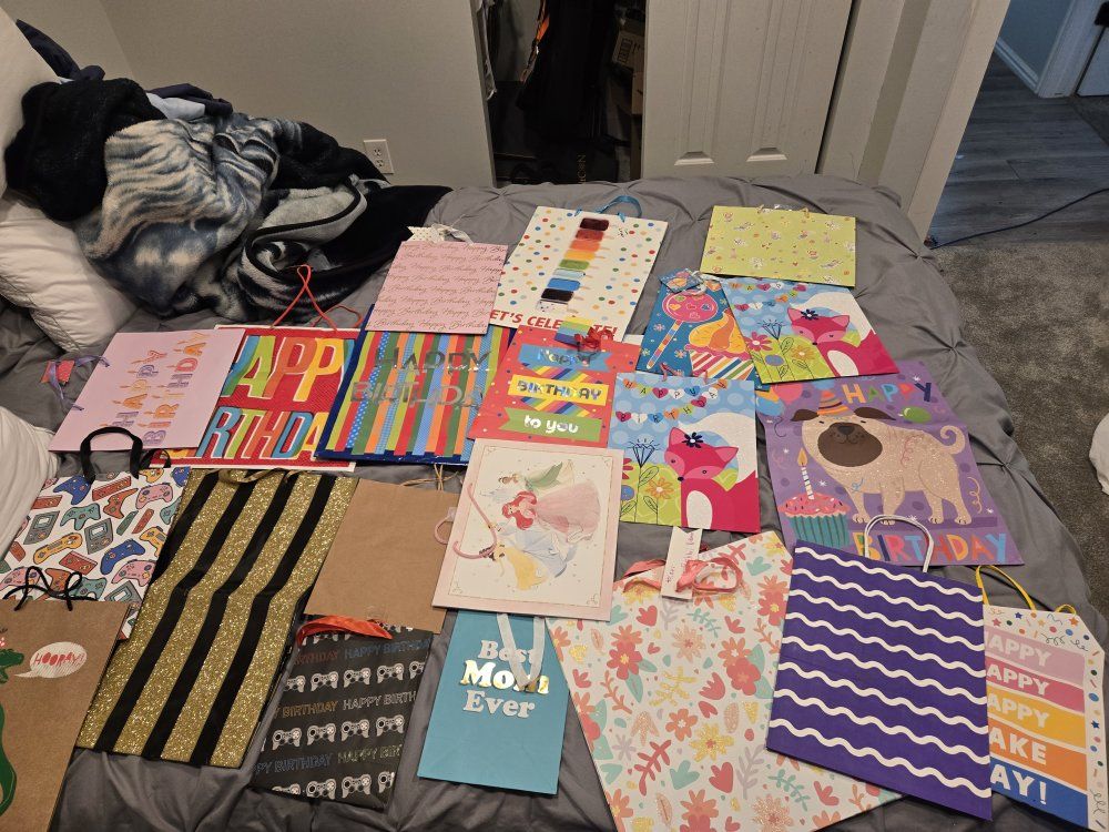 Assorted Birthday Gift Bags - Various Sizes & Designs