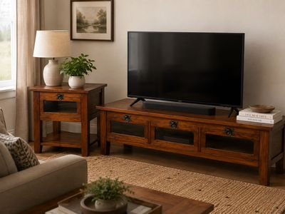 Pottery Barn Solid Wood Console + Side Table Set
