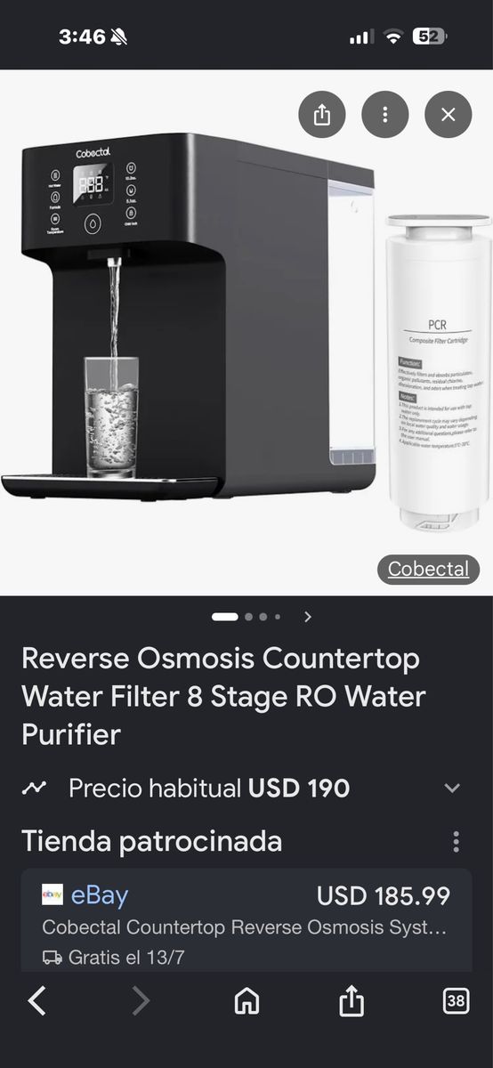 Cobectal Countertop Reverse Osmosis Water Filter System CT1, 8-Stage RO Water Purifier