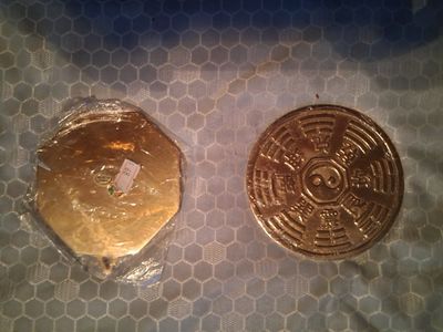 Chinese Gold Color Feng Shui I Ching and Bagua Brass Coin Charms