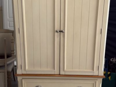Ashley Cream & Wood Armoire/TV Cabinet with Drawers - Used, Great Condition