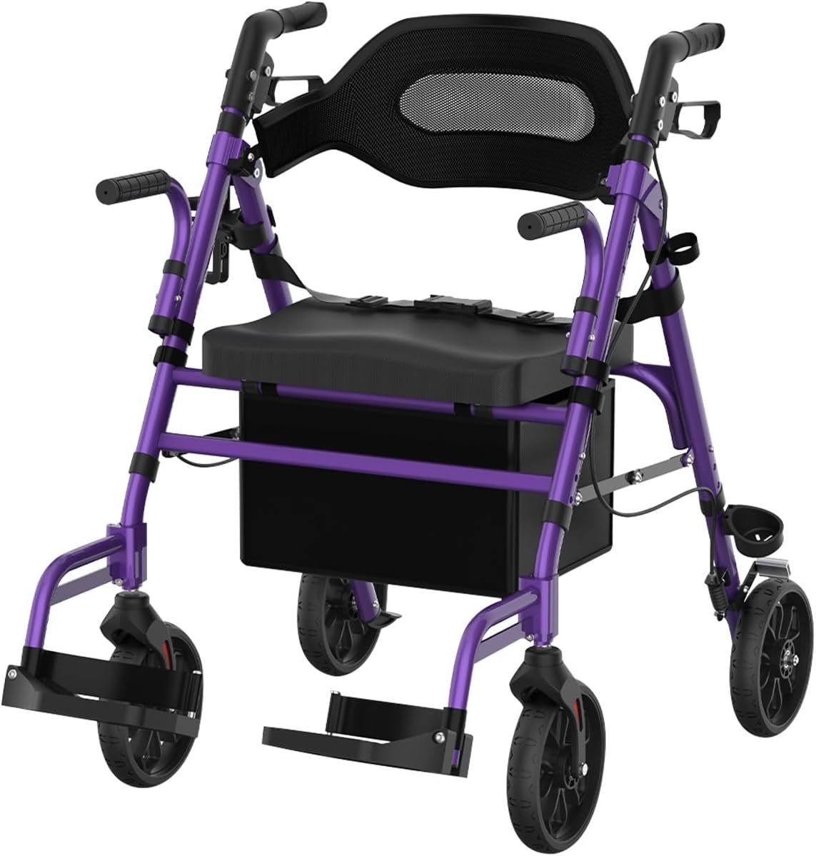 NEW Fvzzin Walkers for Seniors with Seat, Extra Wide 2 in 1 Rollator Walker & Transport Chair with Reversible Backrest