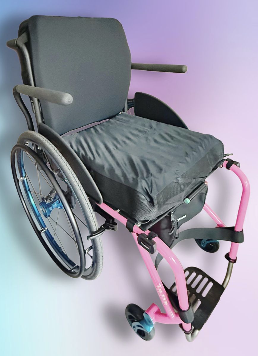 Ultra Lightweight Custom Wheelchair - LIKE NEW - Titanium Frame + Power Assist (Pink/Blue)