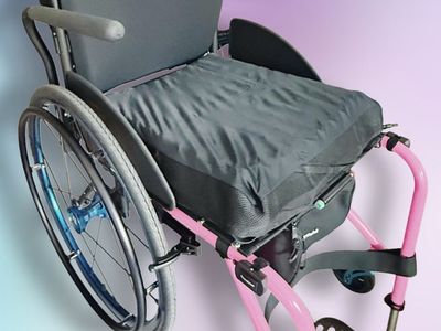 Ultra Lightweight Custom Wheelchair - LIKE NEW - Titanium Frame + Power Assist (Pink/Blue)