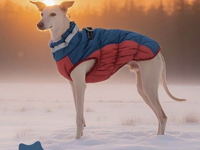 Dog Winter Coat with built in harness, Size L, Quilted, Fleece-Lined, Foldable Fur Collar, Reflective Strips