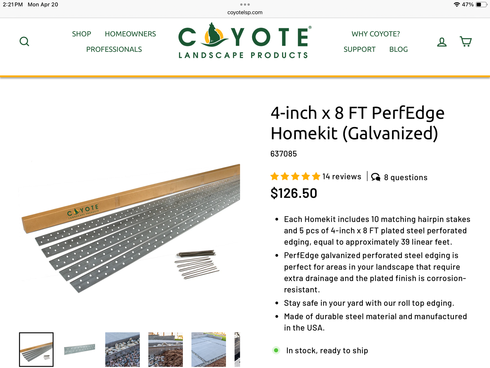 4-inch x 8 FT plated steel perforated edging