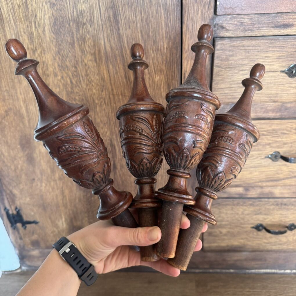 Vintage Antique Set of Decorative Wood Finials