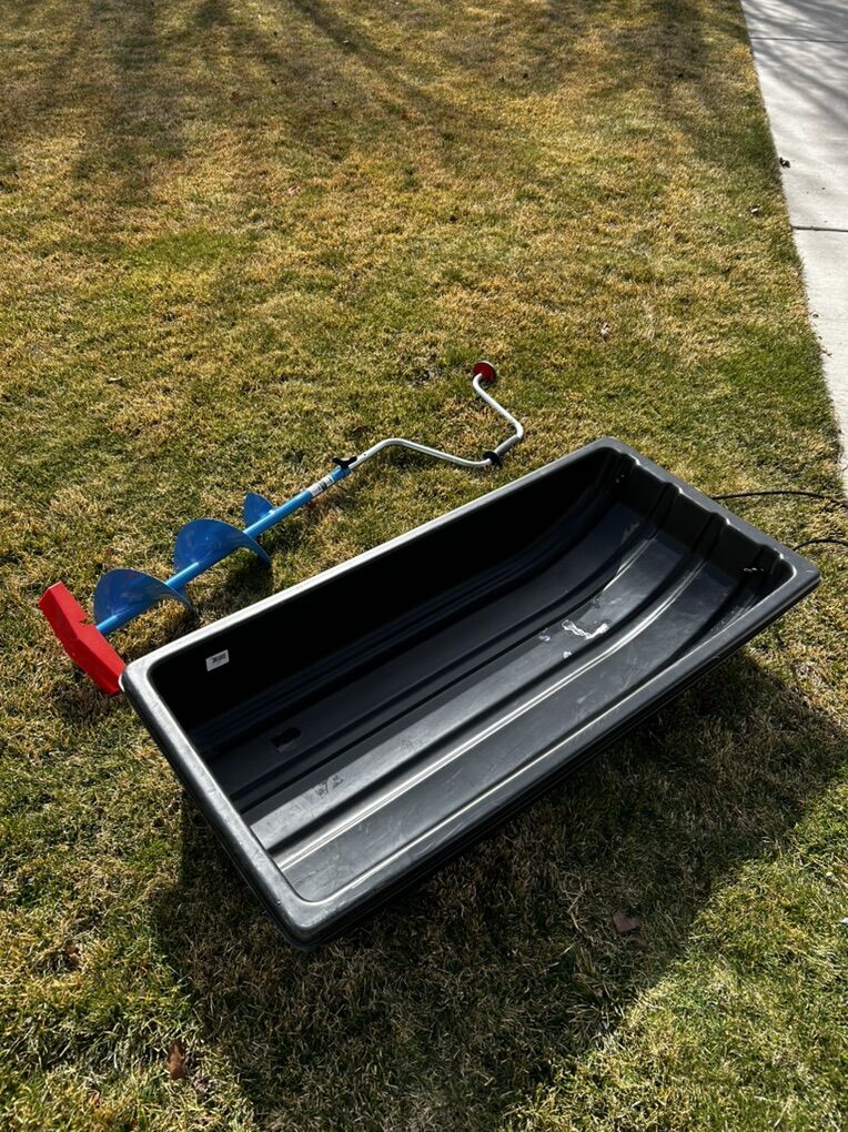 Ice Fishing Sled and Auger