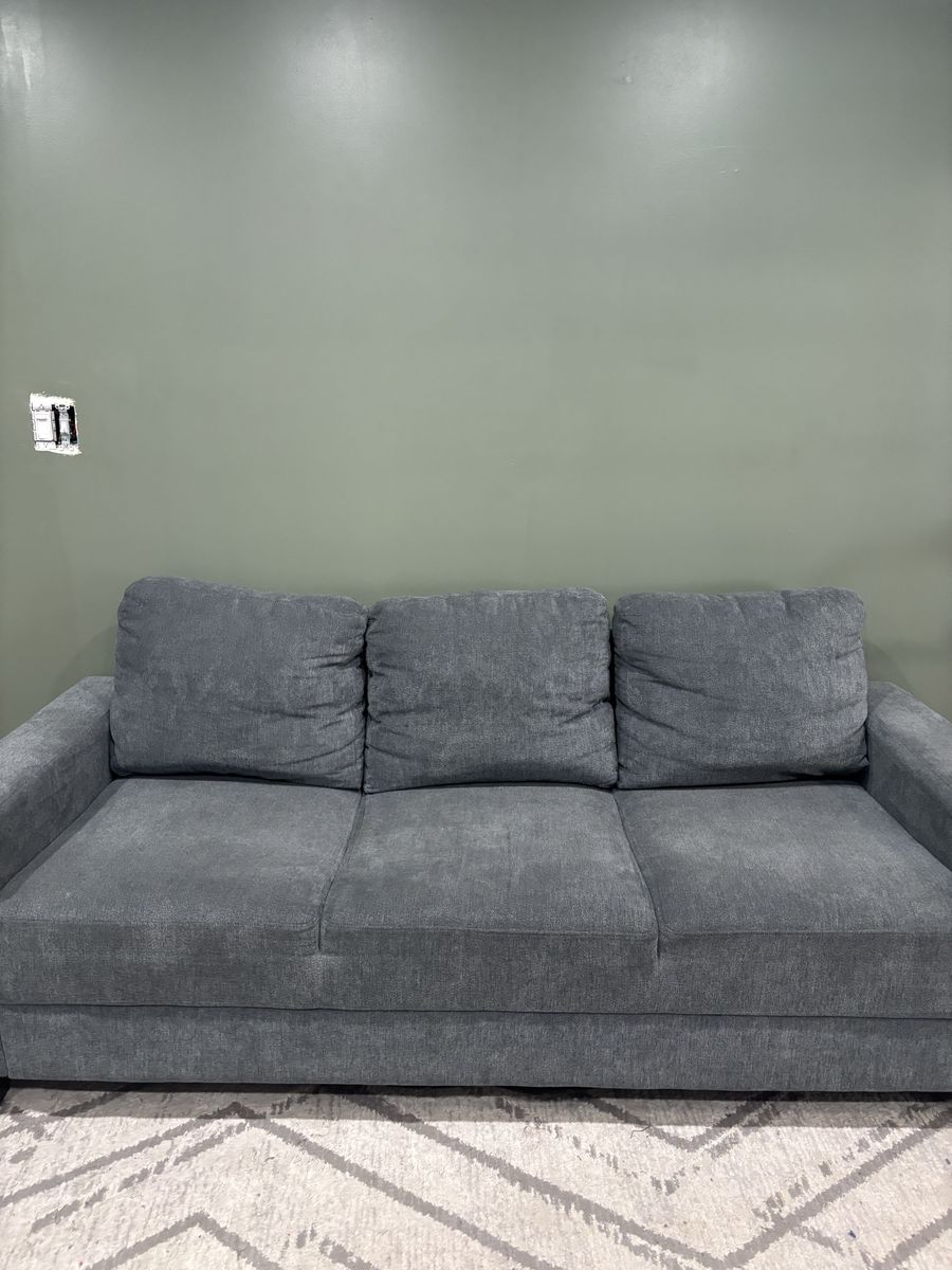 Spacious Gray Fabric Sofa - Excellent Condition