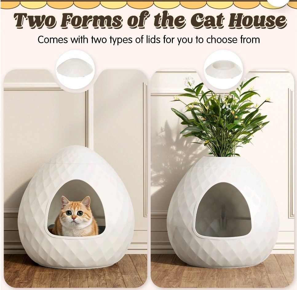 ELEGANT HIDDEN CAT LITTER BOX ENCLOSURE – WHITE – NEW