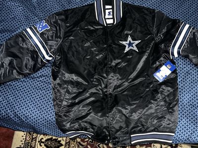 Starter Dallas Cowboys Satin Bomber Jacket - Black - Officially Licensed NFL - Adult Size XXL