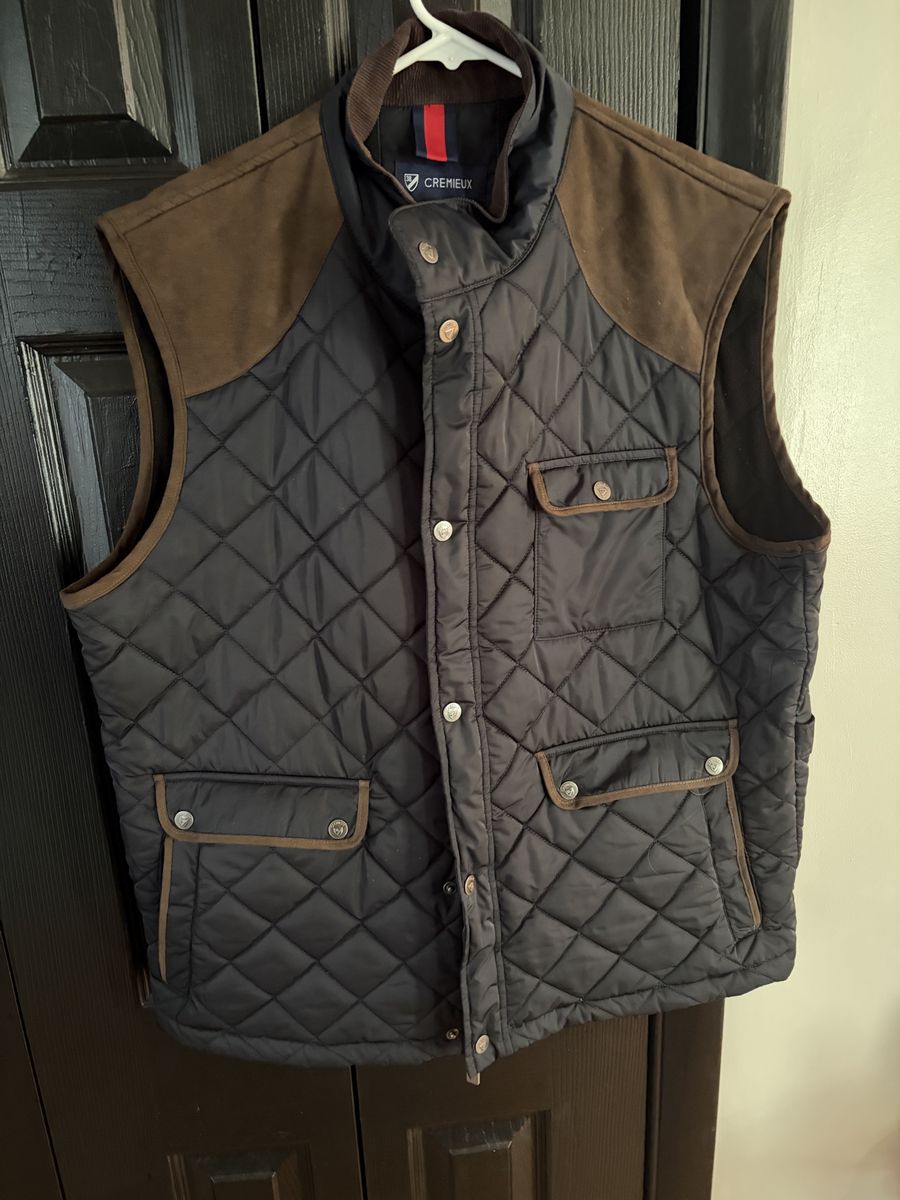 Blue/brown quilted vest by Daniel cremieux