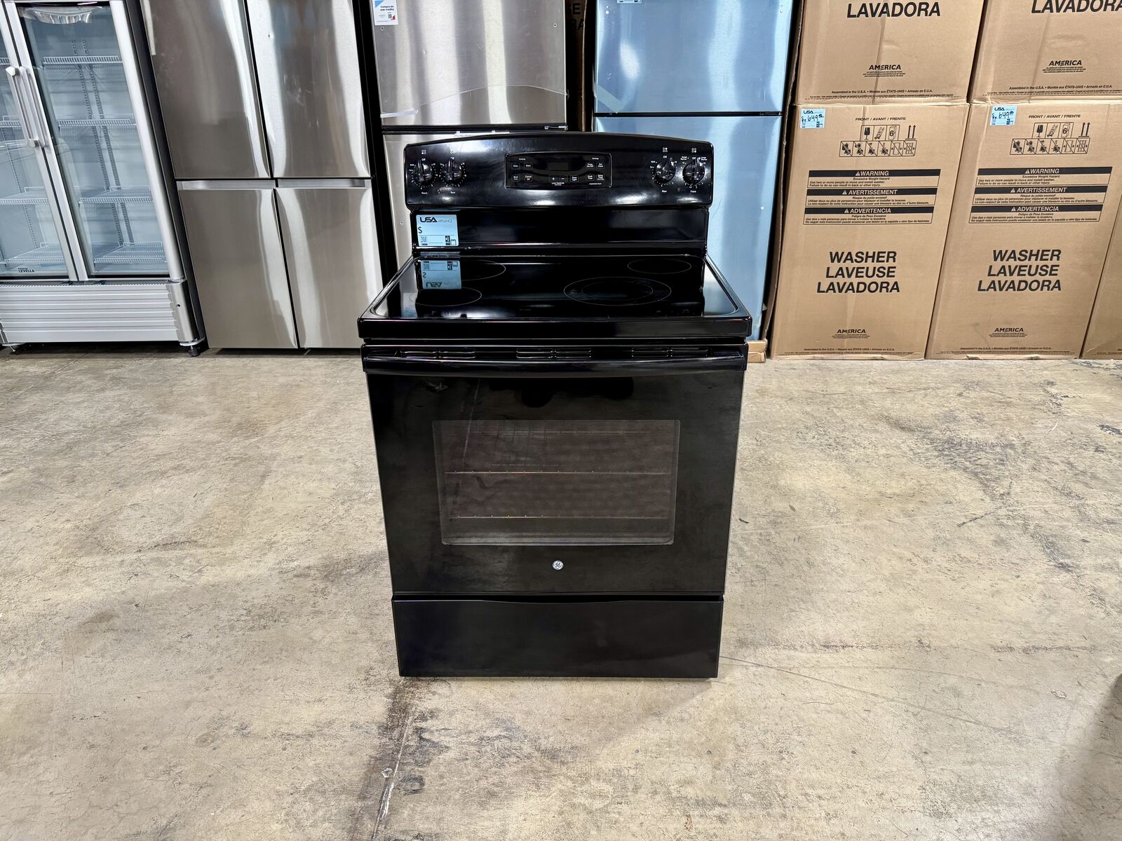 BLACK GE RANGE WITH WARRANTY