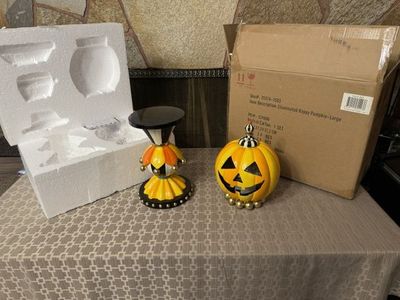 Mackenzie-Childs Illuminated Happy Pumpkin Large Halloween Decor with Original Box
