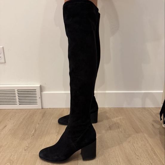 Black Suede Over-the-Knee Boots Size 40